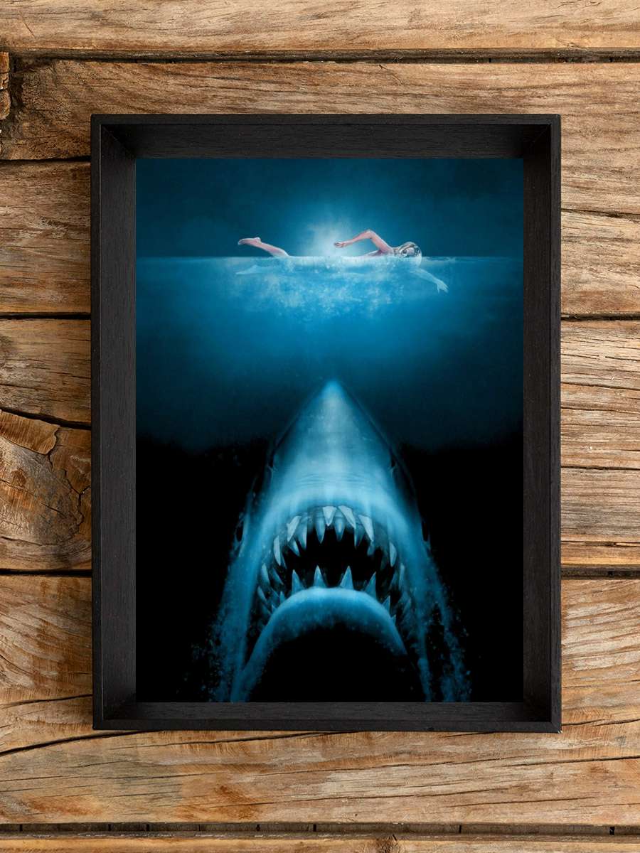 Jaws Film Tablo Siyah Çerçeveli Film Poster Afiş Tablo