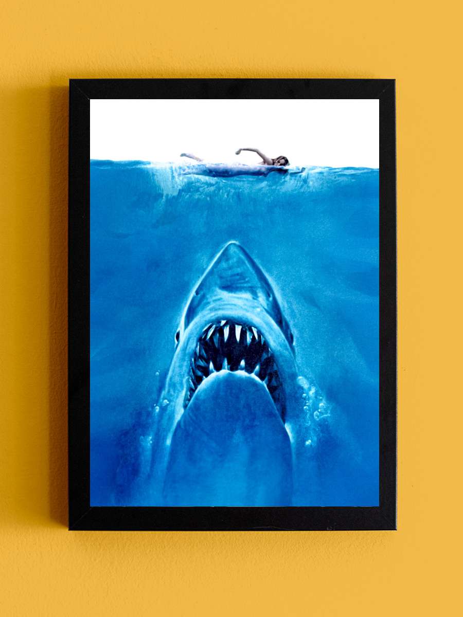 Jaws Film Tablo Siyah Çerçeveli Film Poster Afiş Tablo