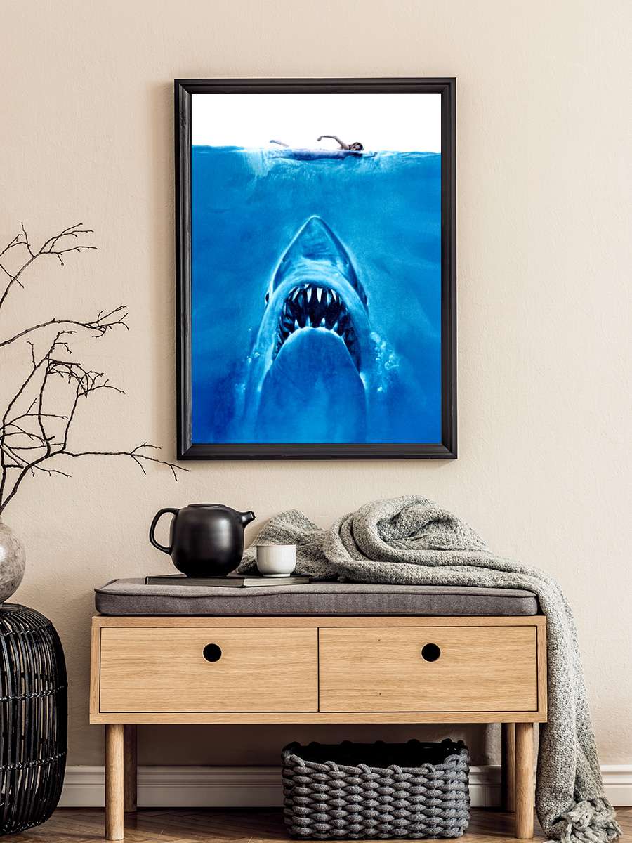 Jaws Film Tablo Siyah Çerçeveli Film Poster Afiş Tablo