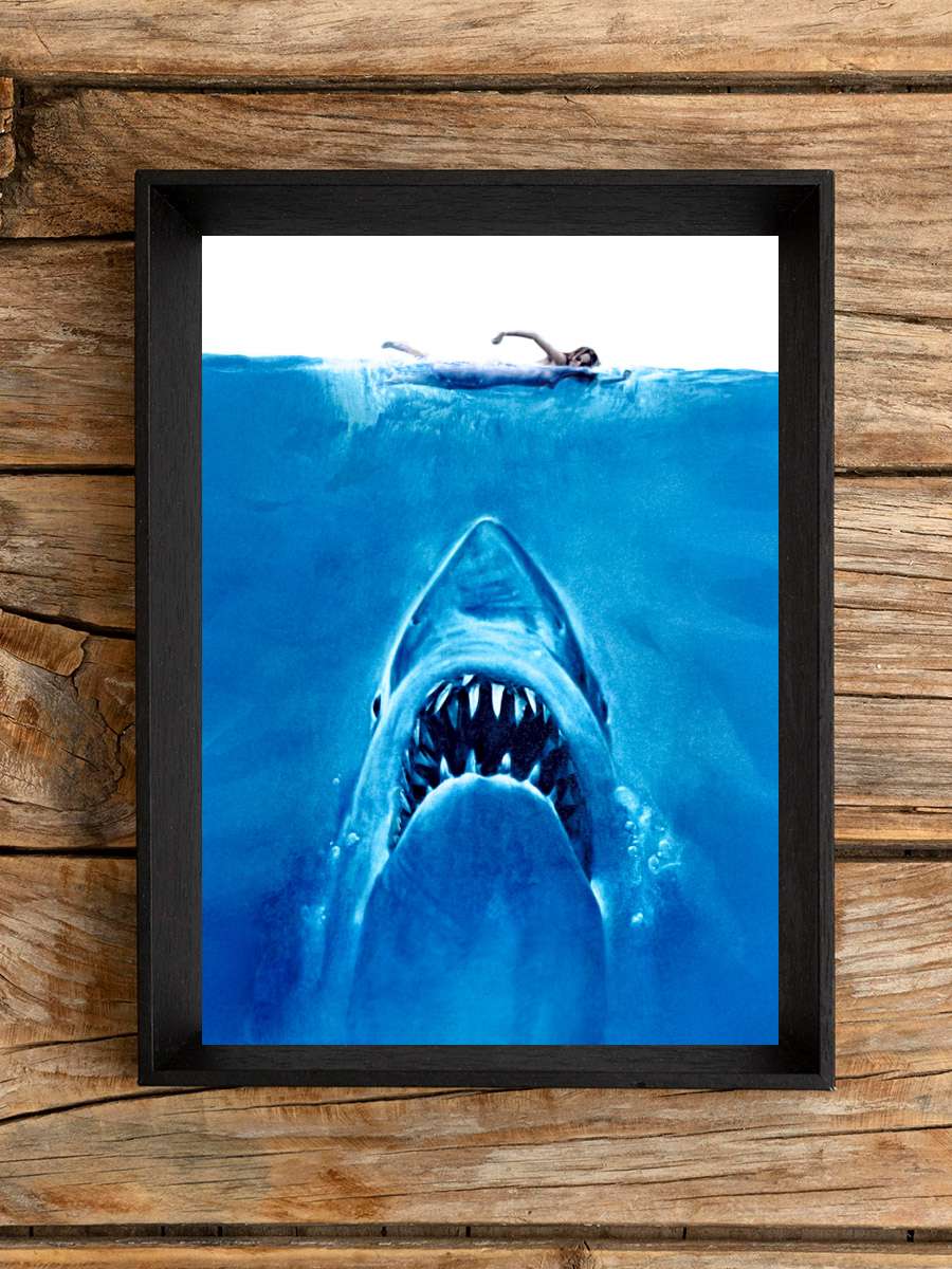 Jaws Film Tablo Siyah Çerçeveli Film Poster Afiş Tablo