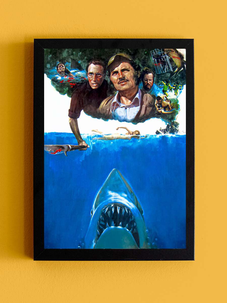 Jaws Film Tablo Siyah Çerçeveli Film Poster Afiş Tablo