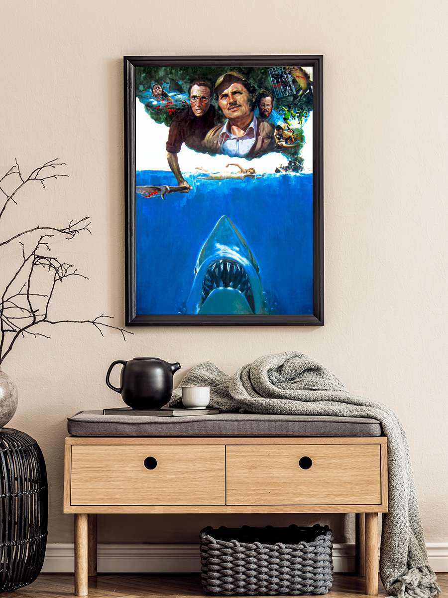 Jaws Film Tablo Siyah Çerçeveli Film Poster Afiş Tablo