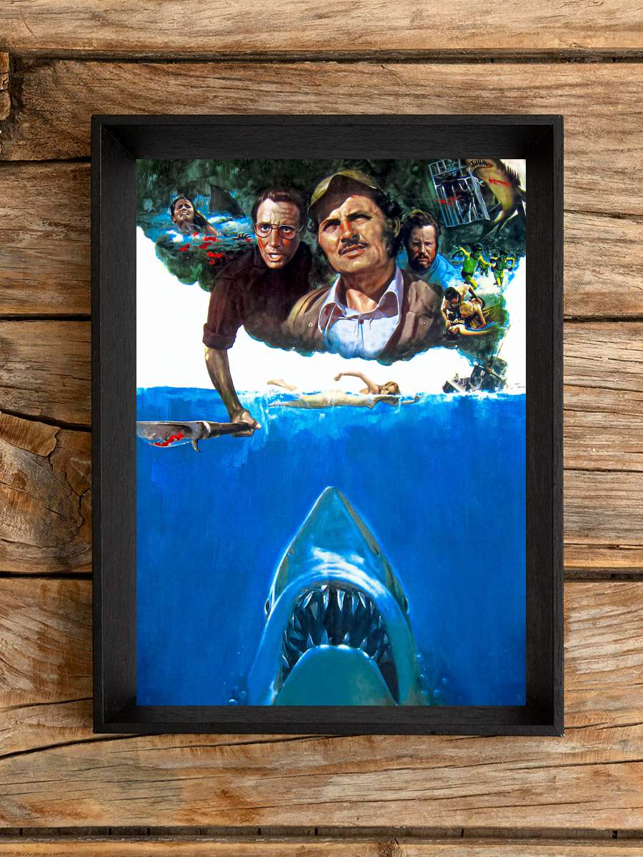 Jaws Film Tablo Siyah Çerçeveli Film Poster Afiş Tablo