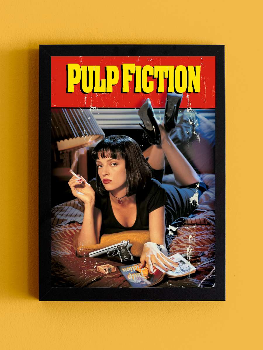 Ucuz Roman - Pulp Fiction Film Tablo Siyah Çerçeveli Film Poster Afiş Tablo