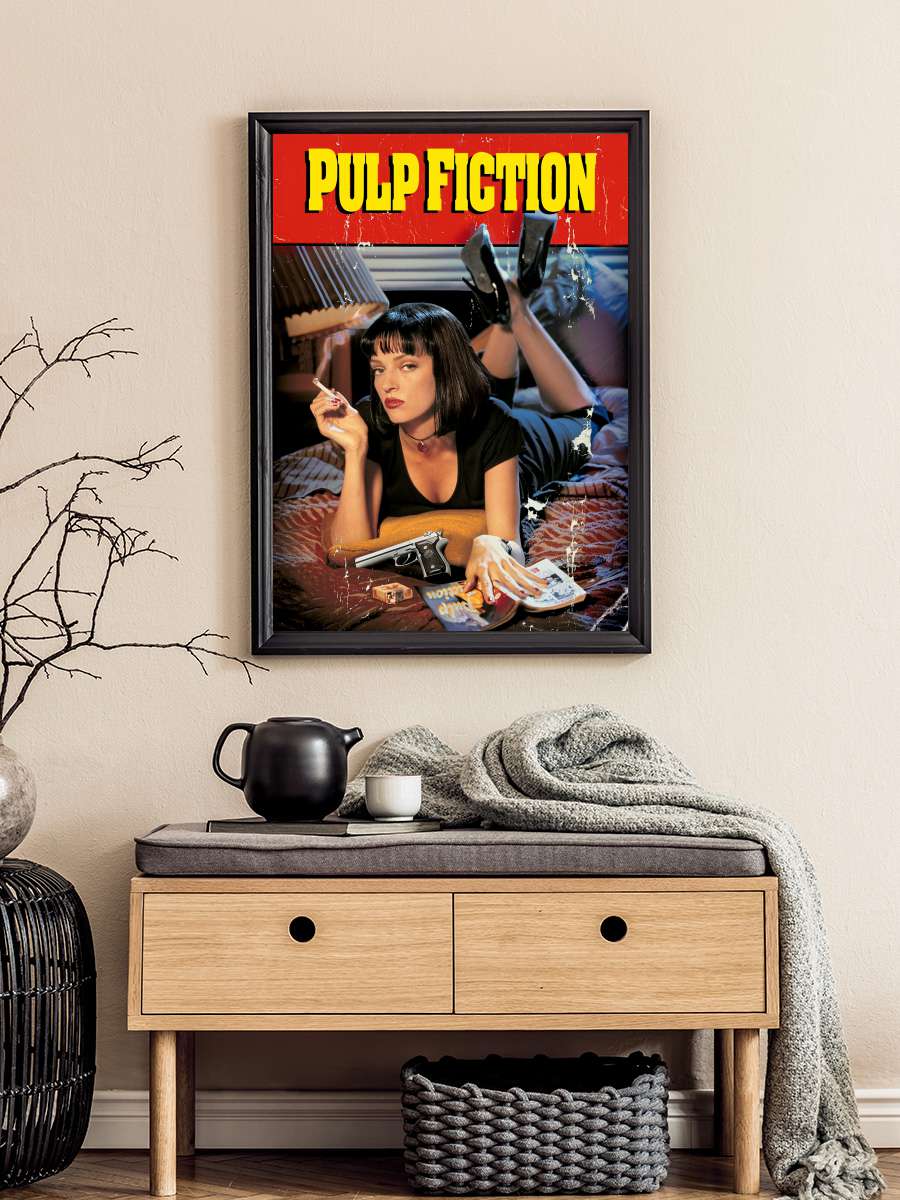 Ucuz Roman - Pulp Fiction Film Tablo Siyah Çerçeveli Film Poster Afiş Tablo