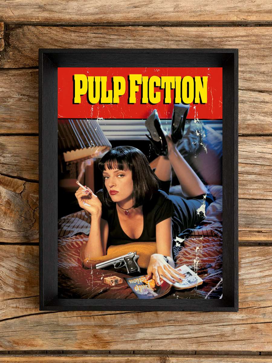 Ucuz Roman - Pulp Fiction Film Tablo Siyah Çerçeveli Film Poster Afiş Tablo