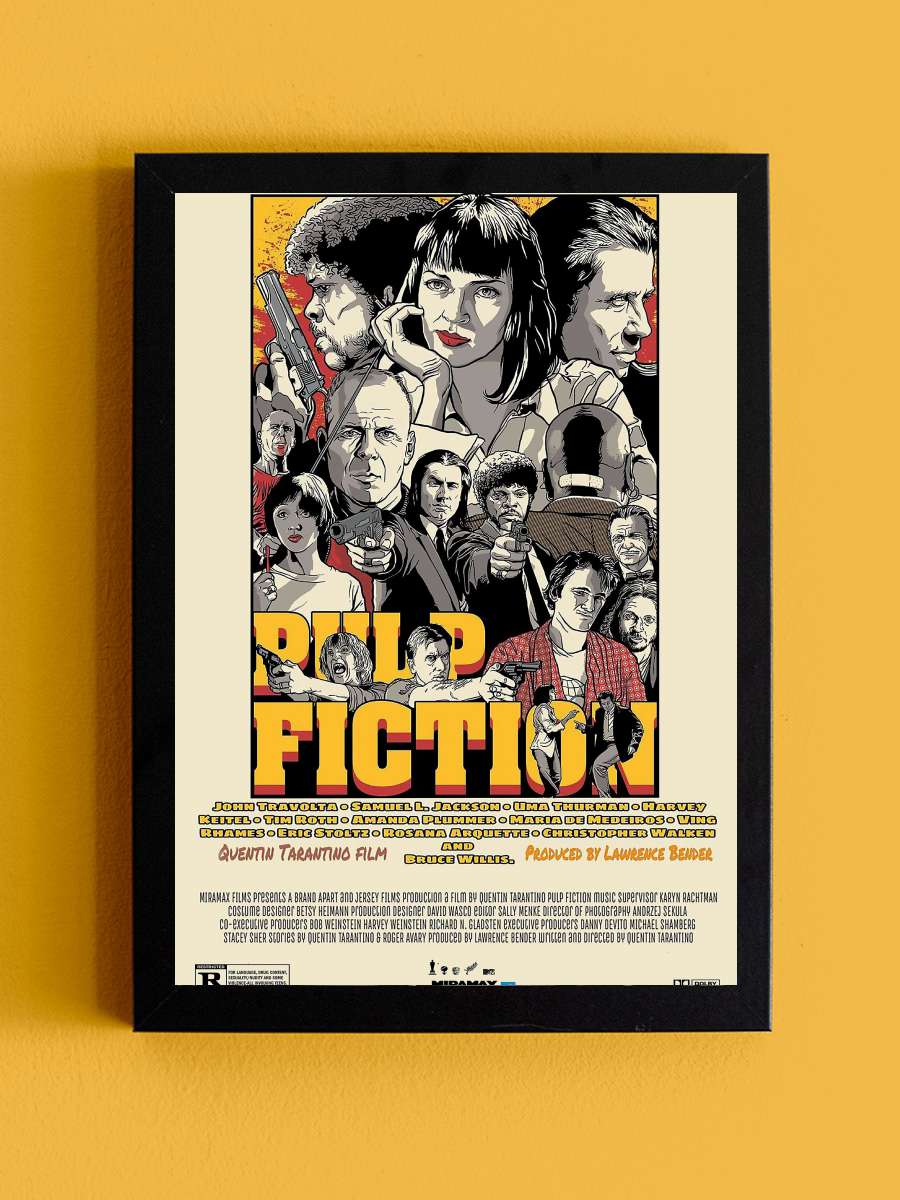 Ucuz Roman - Pulp Fiction Film Tablo Siyah Çerçeveli Film Poster Afiş Tablo