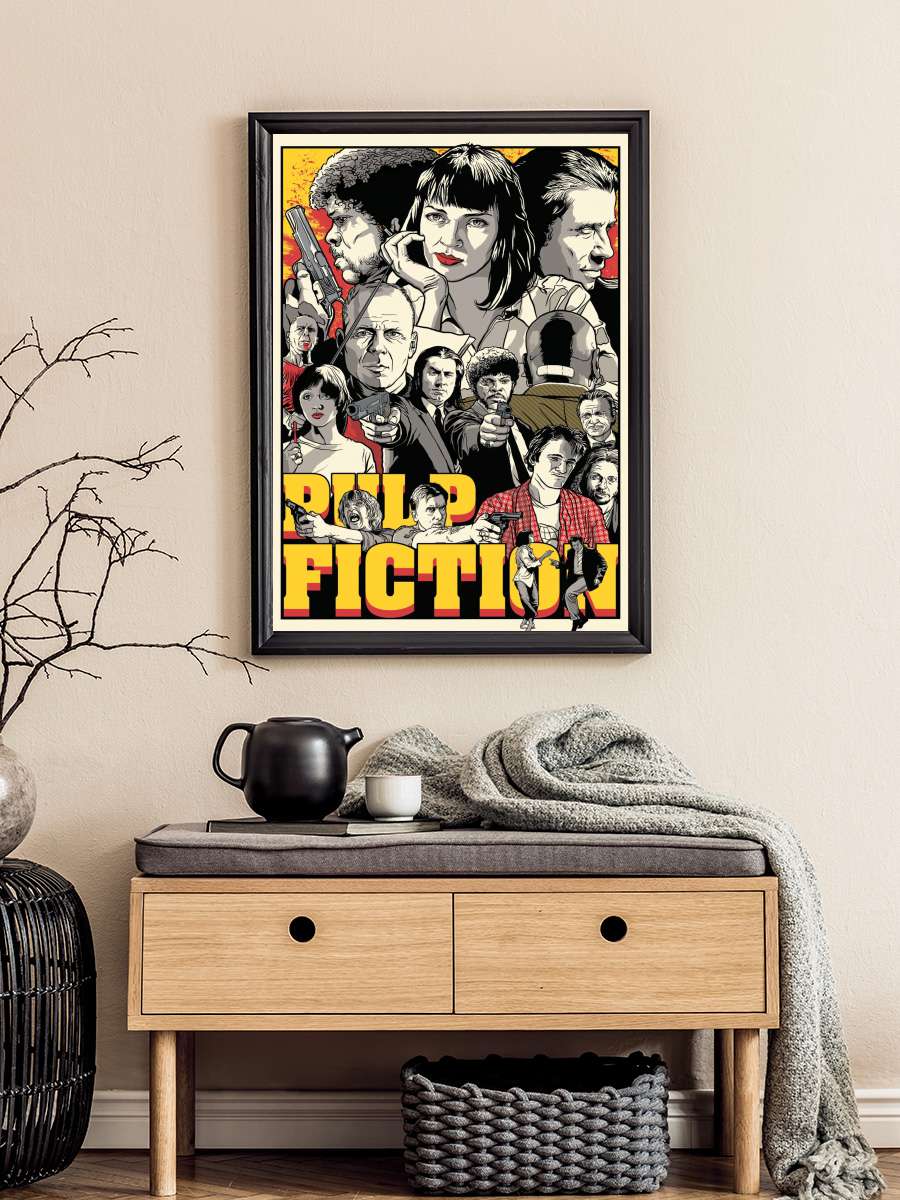 Ucuz Roman - Pulp Fiction Film Tablo Siyah Çerçeveli Film Poster Afiş Tablo