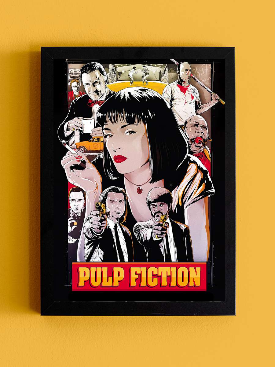 Ucuz Roman - Pulp Fiction Film Tablo Siyah Çerçeveli Film Poster Afiş Tablo