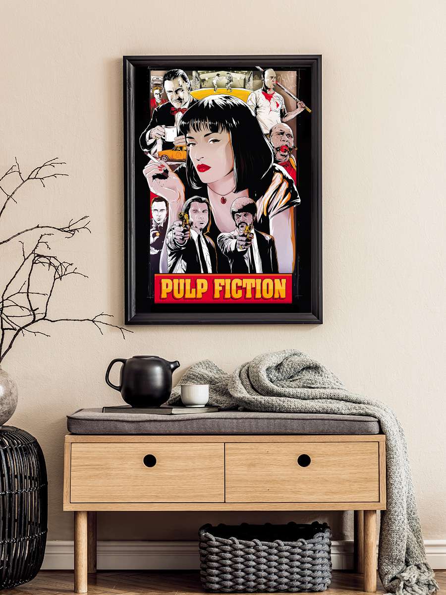 Ucuz Roman - Pulp Fiction Film Tablo Siyah Çerçeveli Film Poster Afiş Tablo