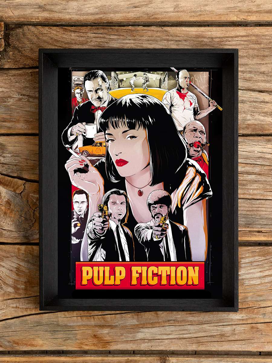 Ucuz Roman - Pulp Fiction Film Tablo Siyah Çerçeveli Film Poster Afiş Tablo