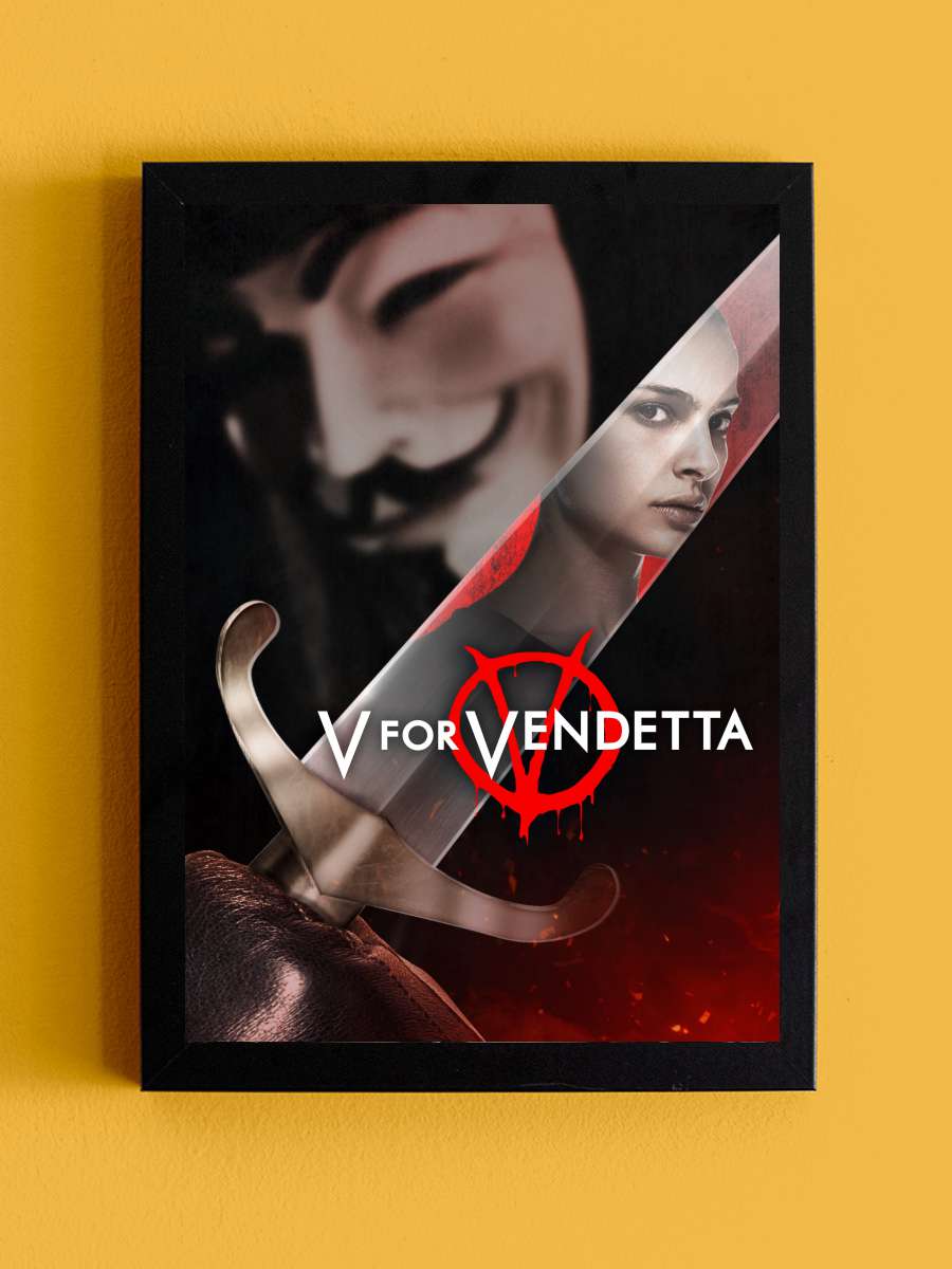 V - V for Vendetta - V for Vendetta Film Tablo Siyah Çerçeveli Film Poster Afiş Tablo