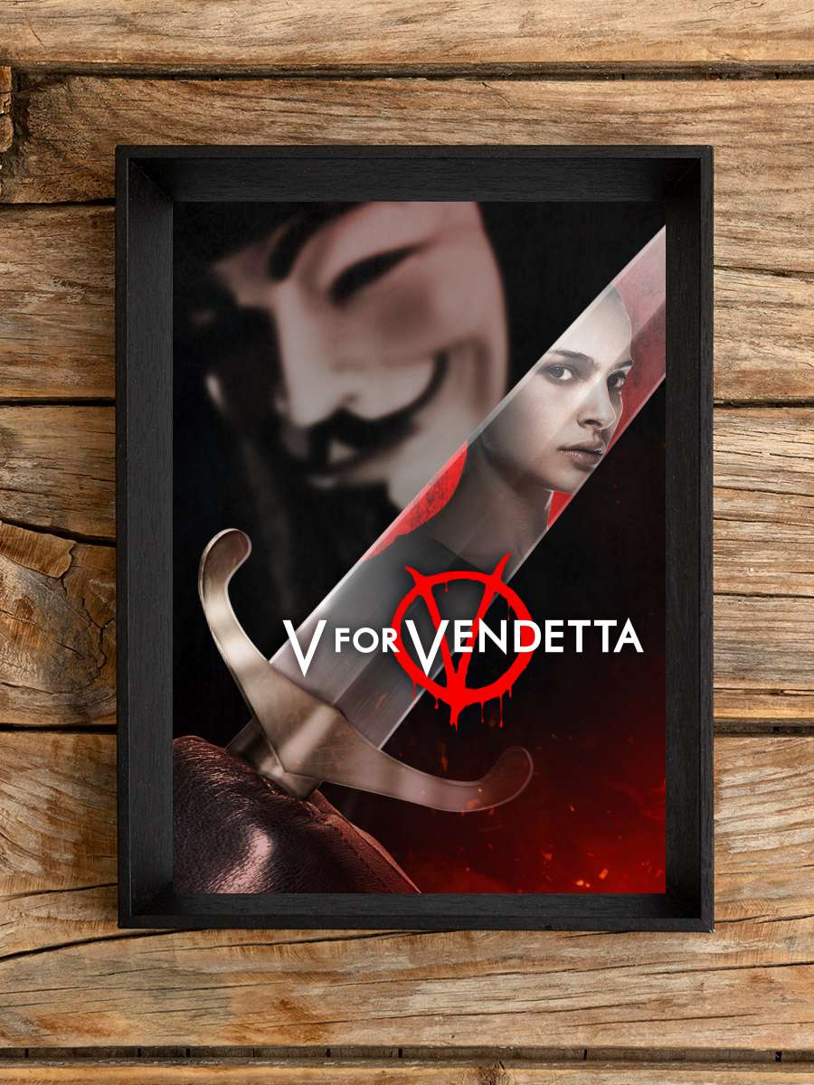 V - V for Vendetta - V for Vendetta Film Tablo Siyah Çerçeveli Film Poster Afiş Tablo