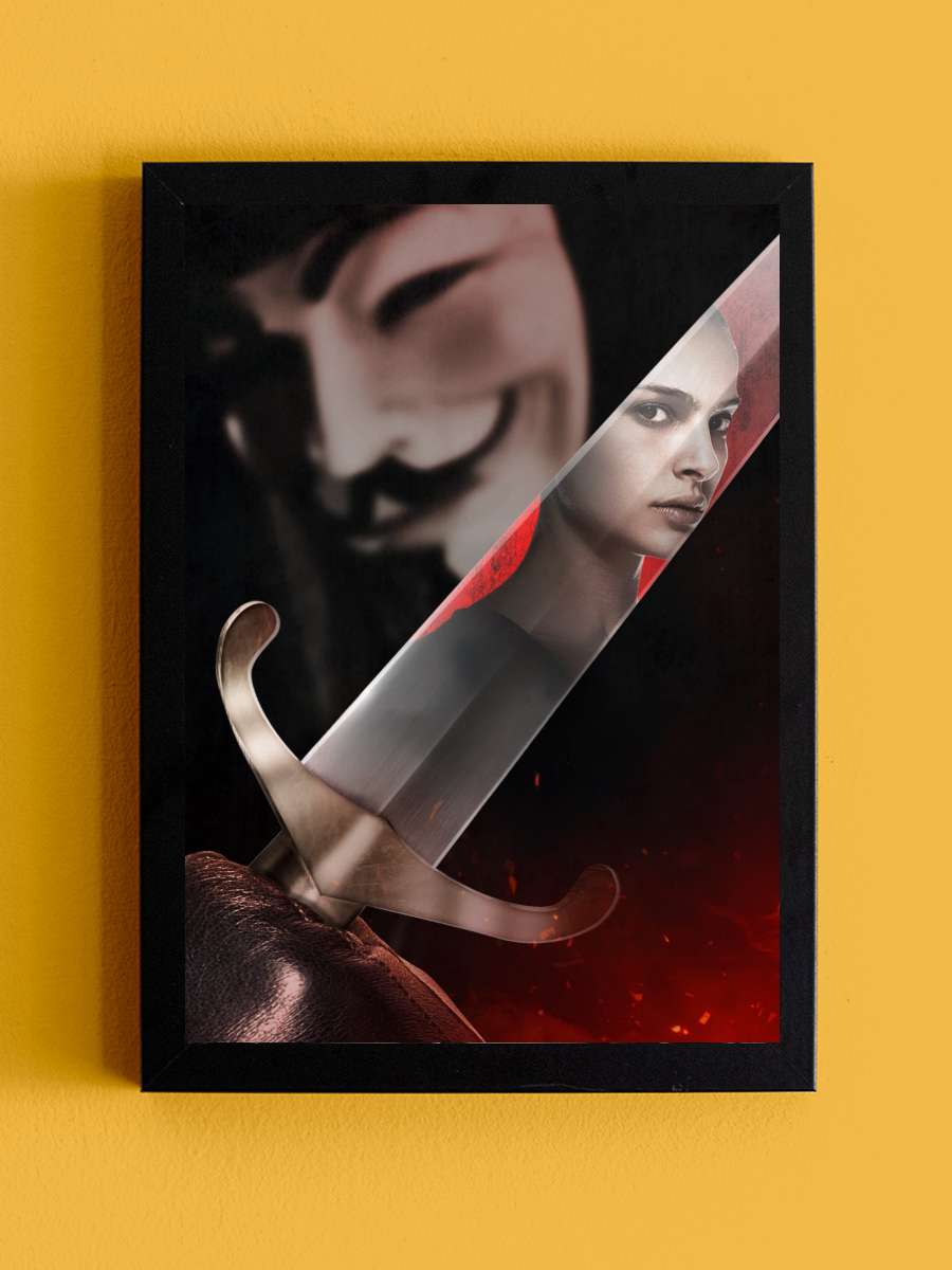 V - V for Vendetta - V for Vendetta Film Tablo Siyah Çerçeveli Film Poster Afiş Tablo