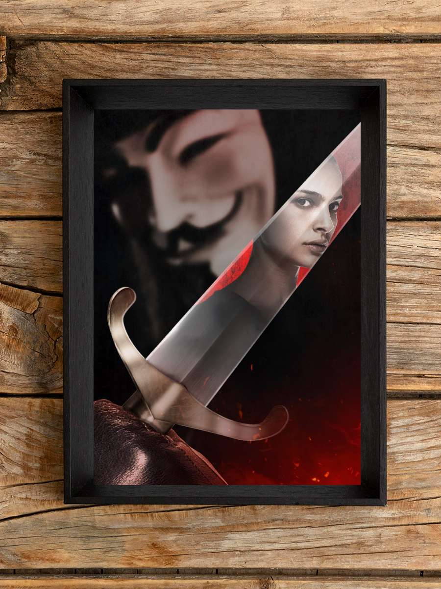 V - V for Vendetta - V for Vendetta Film Tablo Siyah Çerçeveli Film Poster Afiş Tablo