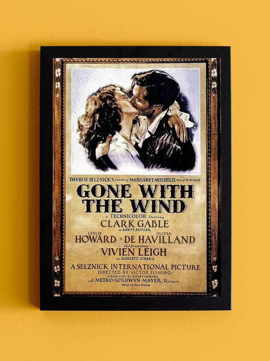 Rüzgar Gibi Geçti - Gone with the Wind Film Tablo Siyah Çerçeveli Film Poster Afiş Tablo