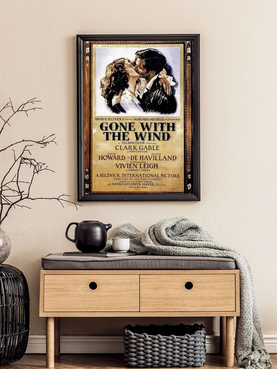 Rüzgar Gibi Geçti - Gone with the Wind Film Tablo Siyah Çerçeveli Film Poster Afiş Tablo