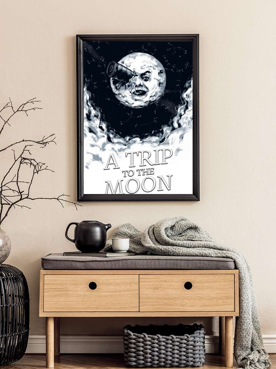 Aya Seyahat - Le Voyage dans la Lune Film Tablo Siyah Çerçeveli Film Poster Afiş Tablo