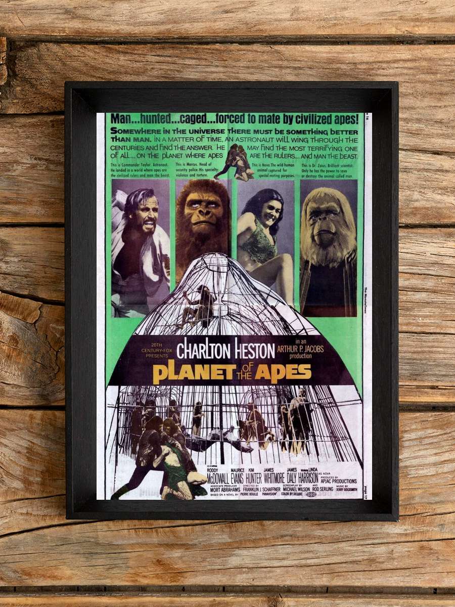 Maymunlar Cehennemi - Planet of the Apes Film Tablo Siyah Çerçeveli Film Poster Afiş Tablo