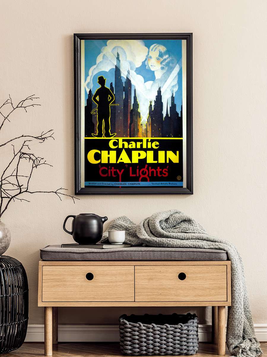 Şehir Işıkları - City Lights Film Tablo Siyah Çerçeveli Film Poster Afiş Tablo