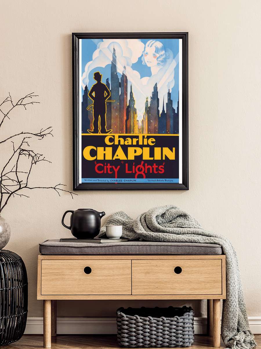 Şehir Işıkları - City Lights Film Tablo Siyah Çerçeveli Film Poster Afiş Tablo