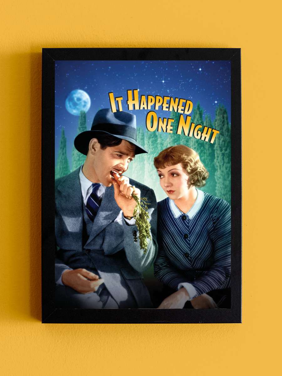 Bir Gecede Oldu - It Happened One Night Film Tablo Siyah Çerçeveli Film Poster Afiş Tablo