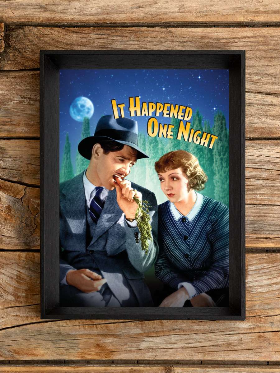 Bir Gecede Oldu - It Happened One Night Film Tablo Siyah Çerçeveli Film Poster Afiş Tablo