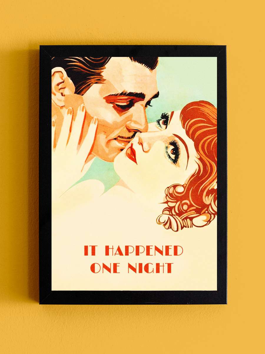 Bir Gecede Oldu - It Happened One Night Film Tablo Siyah Çerçeveli Film Poster Afiş Tablo