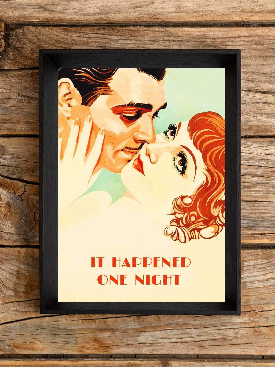 Bir Gecede Oldu - It Happened One Night Film Tablo Siyah Çerçeveli Film Poster Afiş Tablo