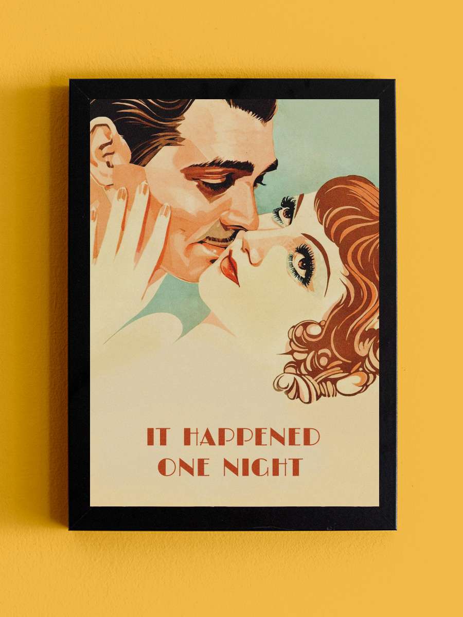 Bir Gecede Oldu - It Happened One Night Film Tablo Siyah Çerçeveli Film Poster Afiş Tablo