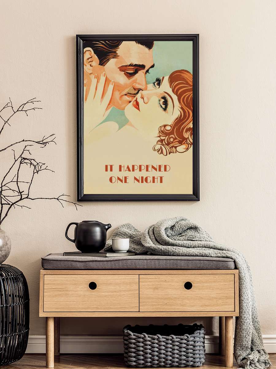 Bir Gecede Oldu - It Happened One Night Film Tablo Siyah Çerçeveli Film Poster Afiş Tablo