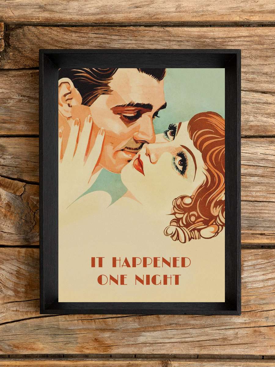 Bir Gecede Oldu - It Happened One Night Film Tablo Siyah Çerçeveli Film Poster Afiş Tablo