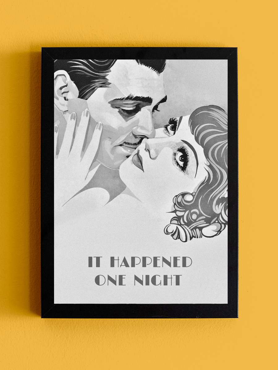 Bir Gecede Oldu - It Happened One Night Film Tablo Siyah Çerçeveli Film Poster Afiş Tablo