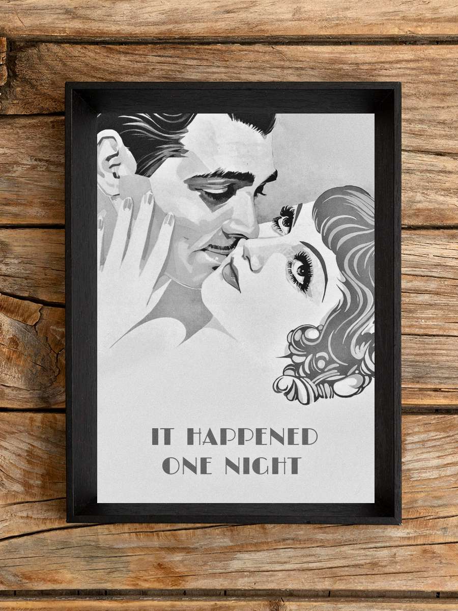 Bir Gecede Oldu - It Happened One Night Film Tablo Siyah Çerçeveli Film Poster Afiş Tablo