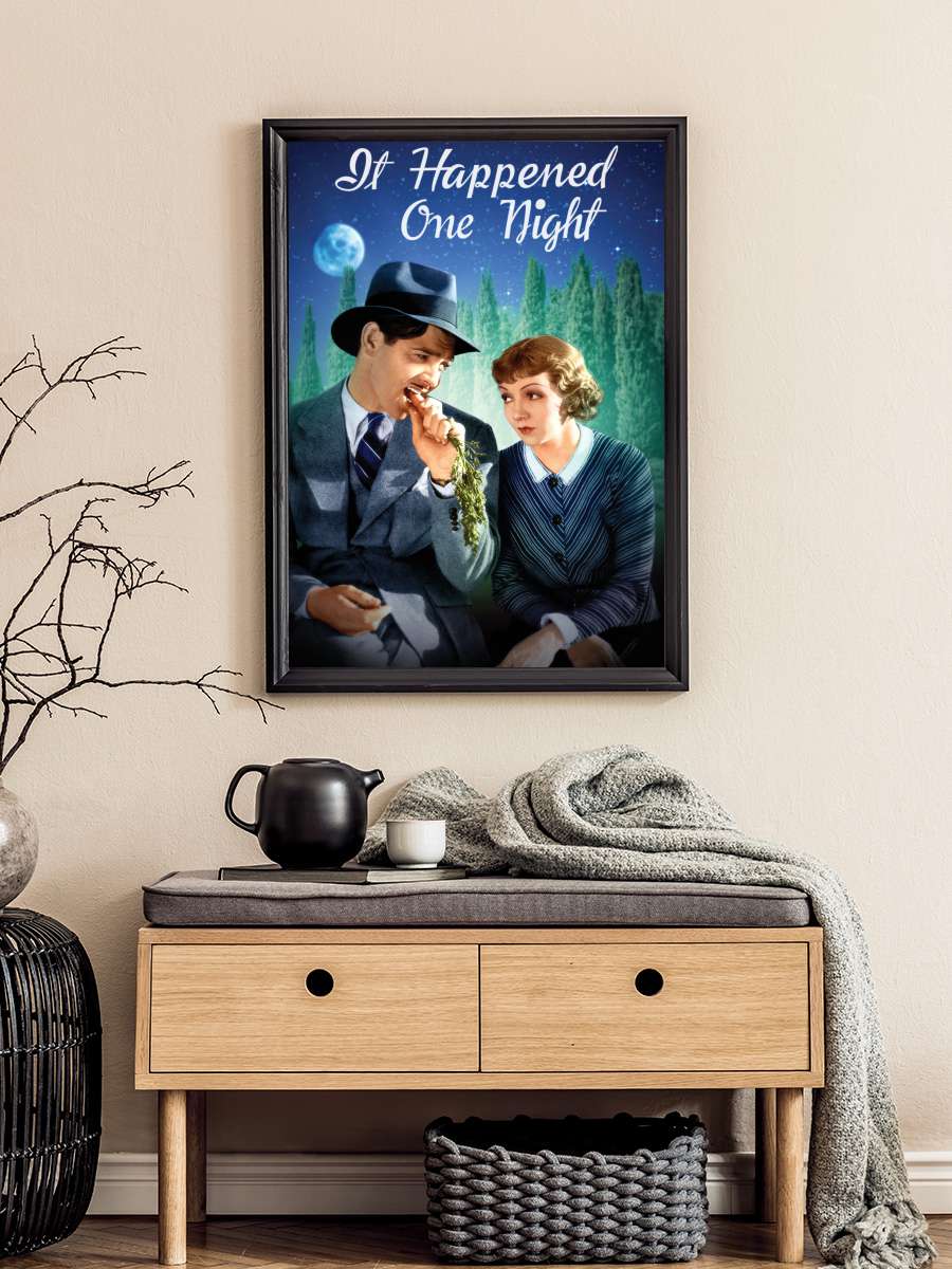 Bir Gecede Oldu - It Happened One Night Film Tablo Siyah Çerçeveli Film Poster Afiş Tablo