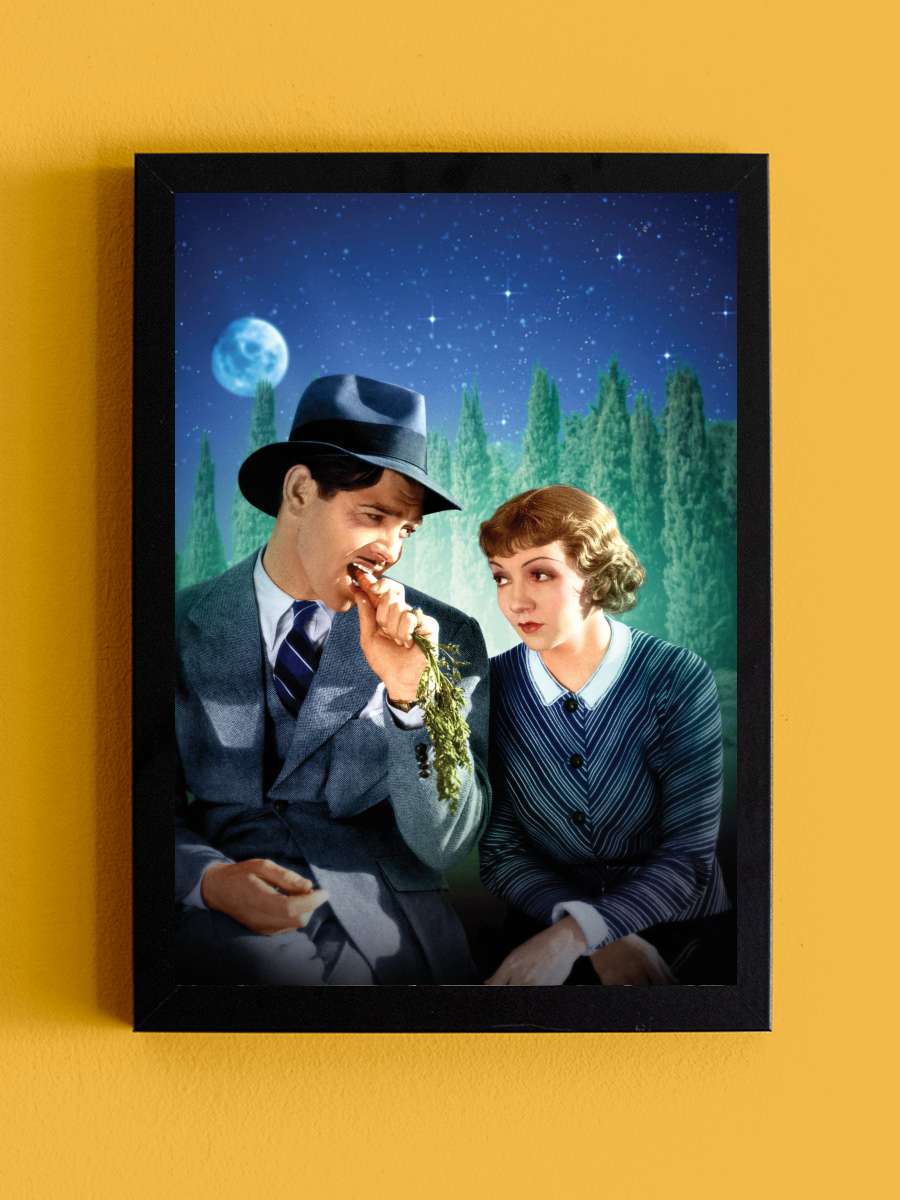 Bir Gecede Oldu - It Happened One Night Film Tablo Siyah Çerçeveli Film Poster Afiş Tablo