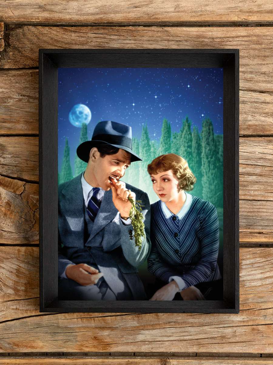 Bir Gecede Oldu - It Happened One Night Film Tablo Siyah Çerçeveli Film Poster Afiş Tablo