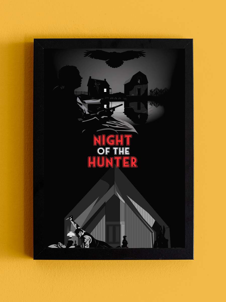 Caniler Avcısı - The Night of the Hunter Film Tablo Siyah Çerçeveli Film Poster Afiş Tablo