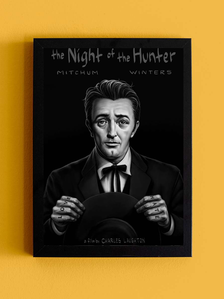 Caniler Avcısı - The Night of the Hunter Film Tablo Siyah Çerçeveli Film Poster Afiş Tablo