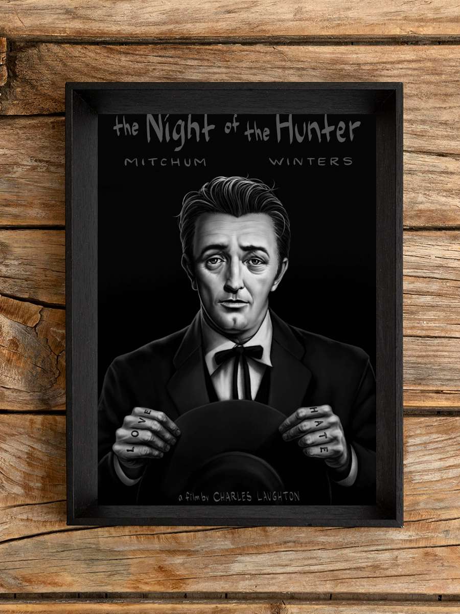 Caniler Avcısı - The Night of the Hunter Film Tablo Siyah Çerçeveli Film Poster Afiş Tablo