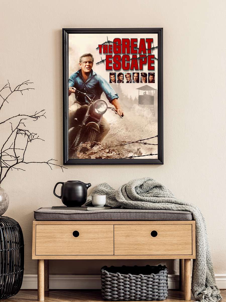 Büyük Firar - The Great Escape Film Tablo Siyah Çerçeveli Film Poster Afiş Tablo