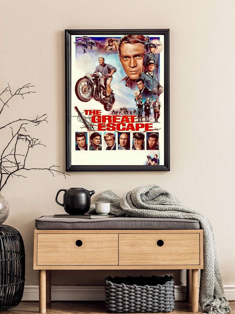 Büyük Firar - The Great Escape Film Tablo Siyah Çerçeveli Film Poster Afiş Tablo