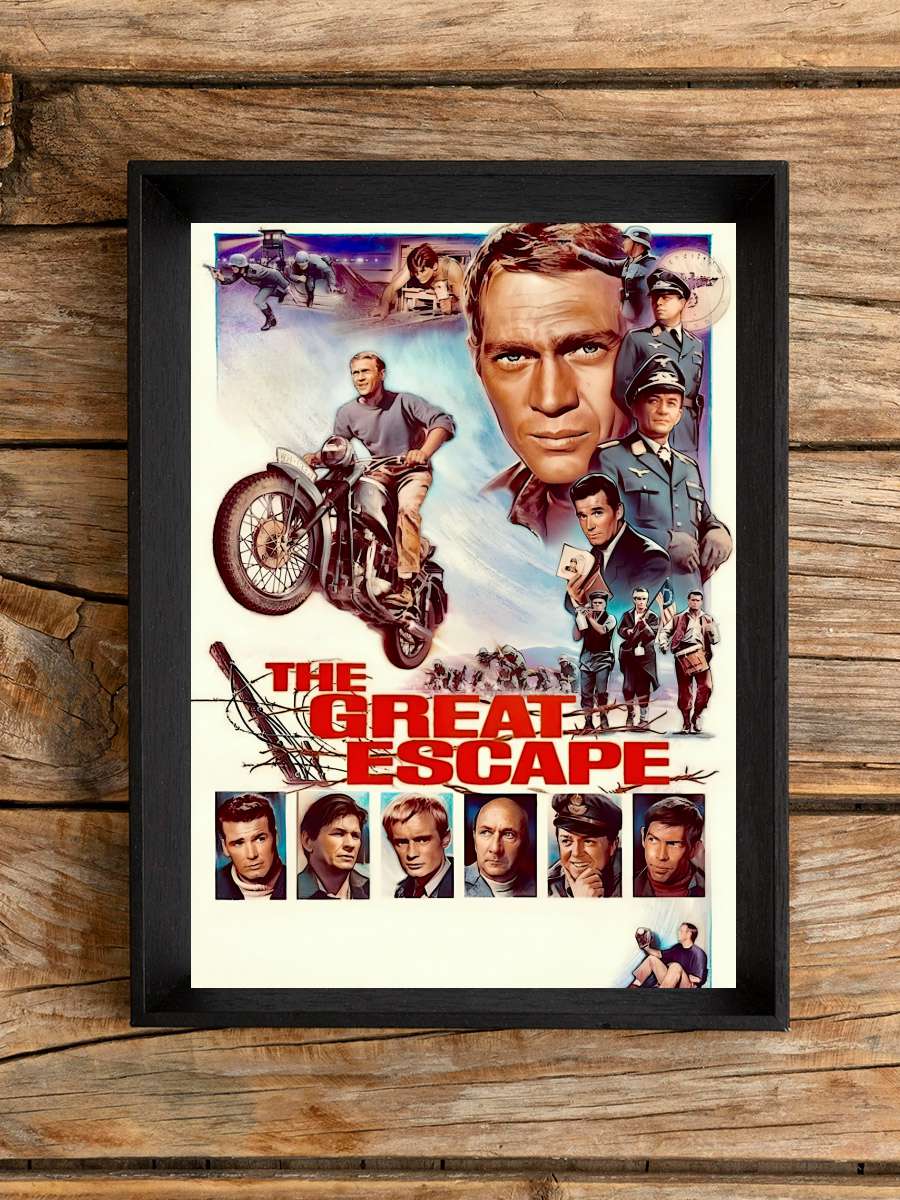 Büyük Firar - The Great Escape Film Tablo Siyah Çerçeveli Film Poster Afiş Tablo