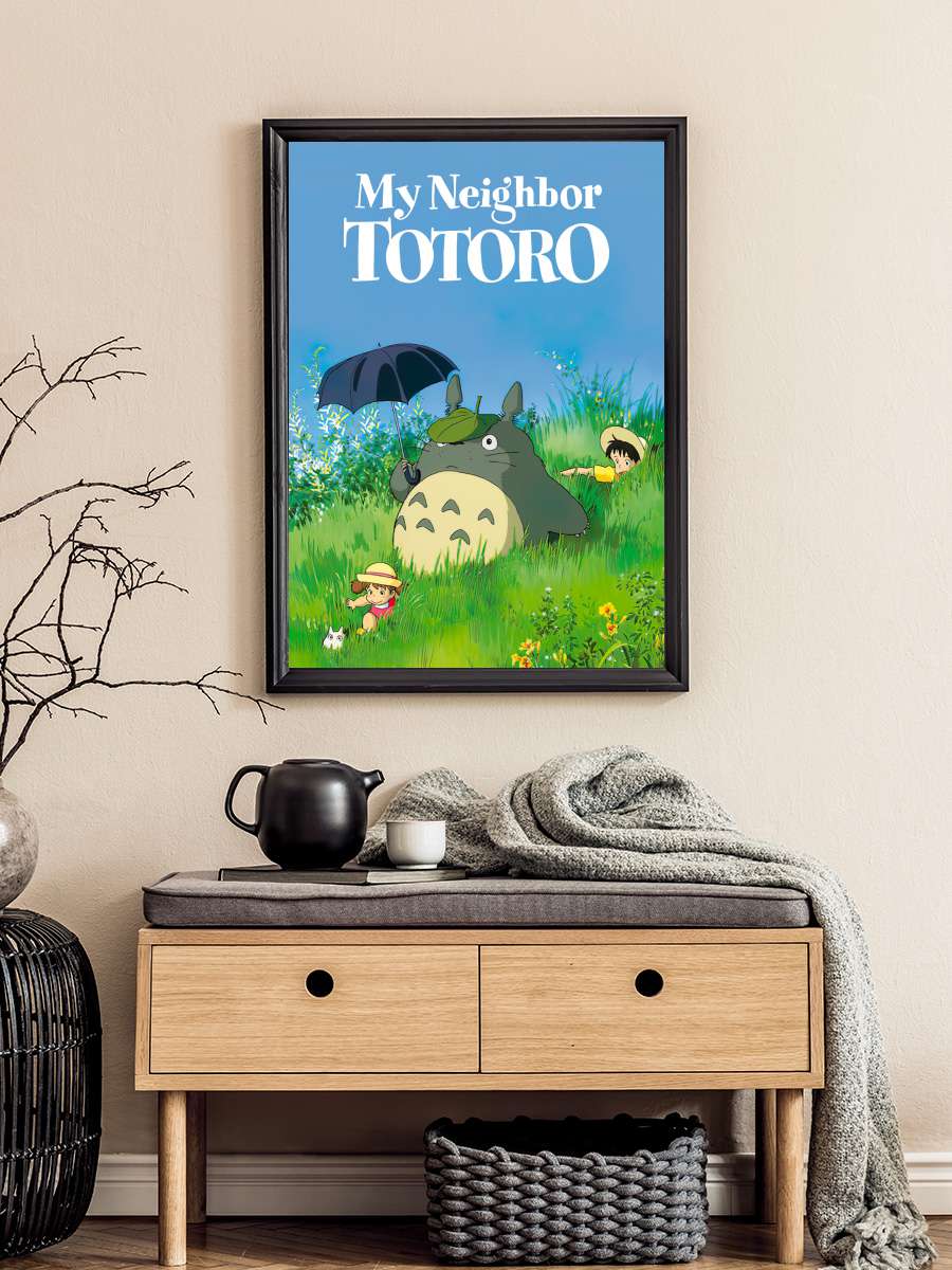 Komşum Totoro - となりのトトロ Film Tablo Siyah Çerçeveli Film Poster Afiş Tablo