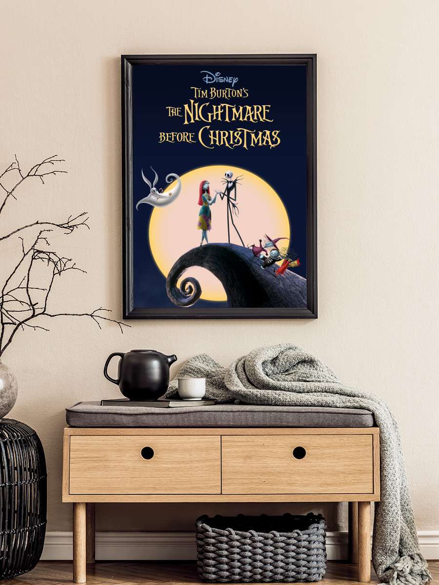 Noel Gecesi Kabusu - The Nightmare Before Christmas Film Tablo Siyah Çerçeveli Film Poster Afiş Tablo