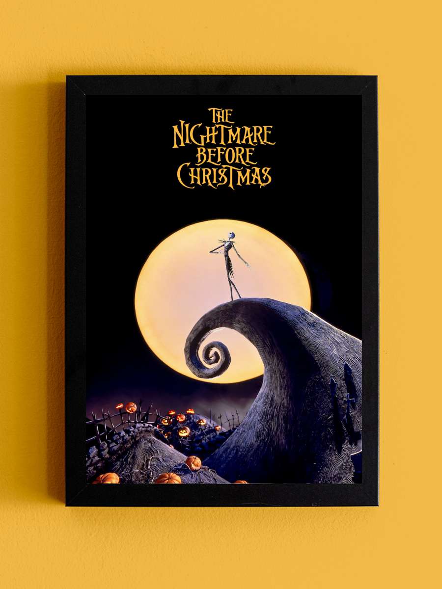 Noel Gecesi Kabusu - The Nightmare Before Christmas Film Tablo Siyah Çerçeveli Film Poster Afiş Tablo