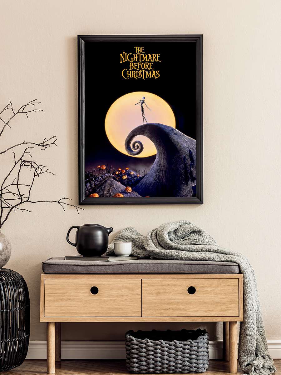 Noel Gecesi Kabusu - The Nightmare Before Christmas Film Tablo Siyah Çerçeveli Film Poster Afiş Tablo