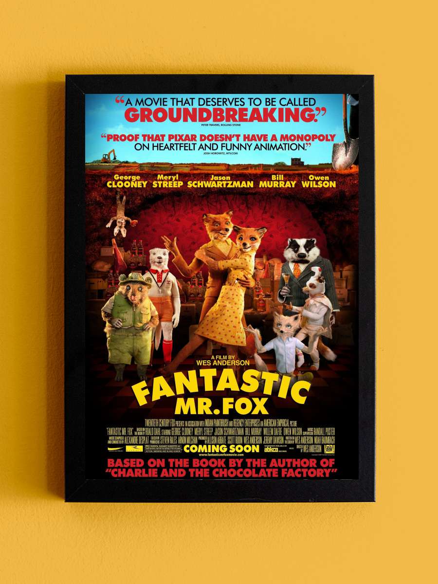 Yaman Tilki - Fantastic Mr. Fox Film Tablo Siyah Çerçeveli Film Poster Afiş Tablo