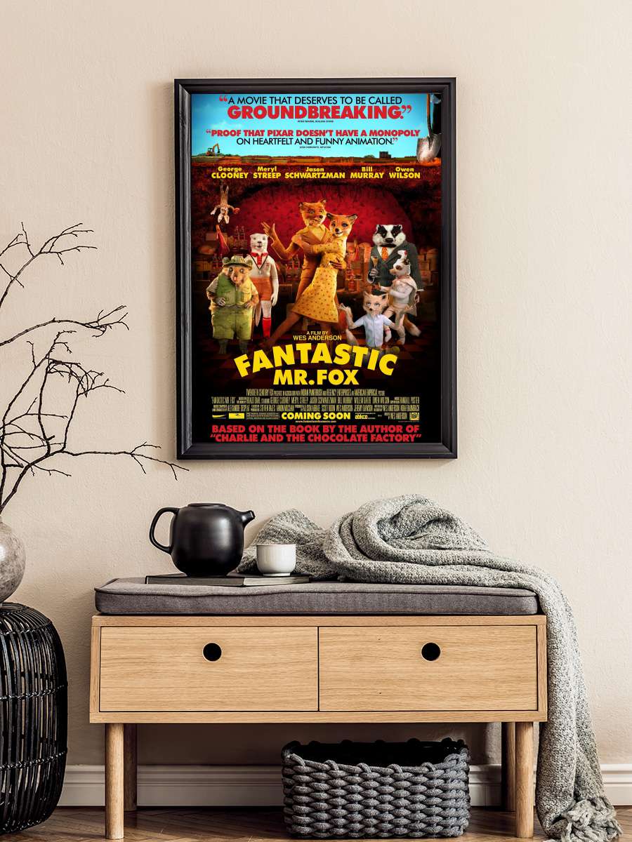 Yaman Tilki - Fantastic Mr. Fox Film Tablo Siyah Çerçeveli Film Poster Afiş Tablo