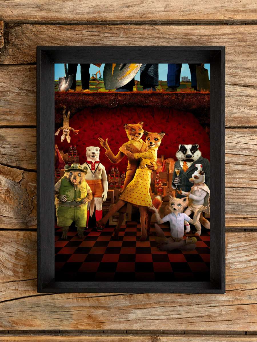 Yaman Tilki - Fantastic Mr. Fox Film Tablo Siyah Çerçeveli Film Poster Afiş Tablo